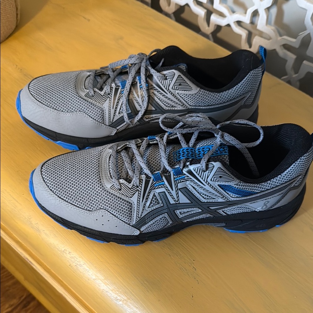 Men's  ASICS Gel ventures 8 Gray and Blue Athletic Shoes  Size 13